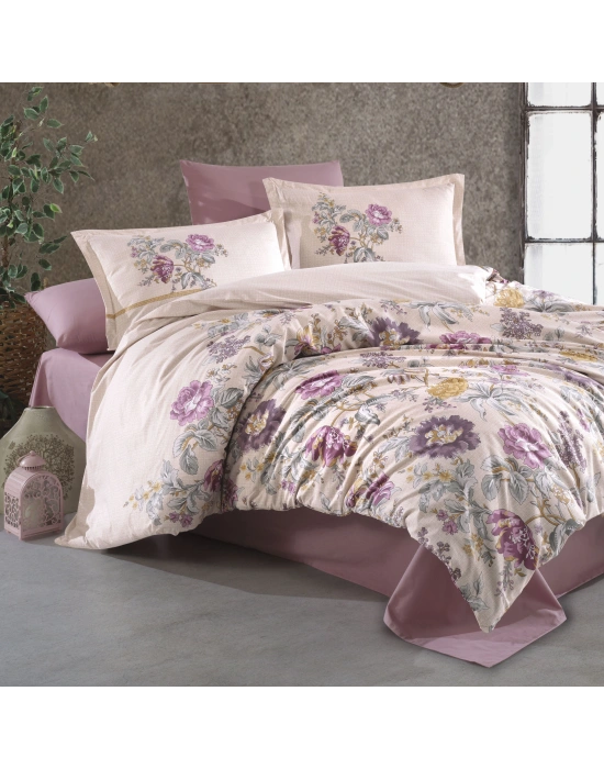 Clasy Ranforce %100 Pamuk Çift Kişilik Nevresim Takımı Mirante V1 Pembe