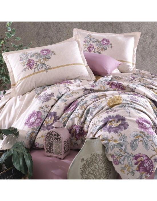 Clasy Ranforce %100 Pamuk Çift Kişilik Nevresim Takımı Mirante V1 Pembe