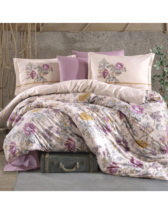 Clasy Ranforce %100 Pamuk Çift Kişilik Nevresim Takımı Mirante V1 Pembe
