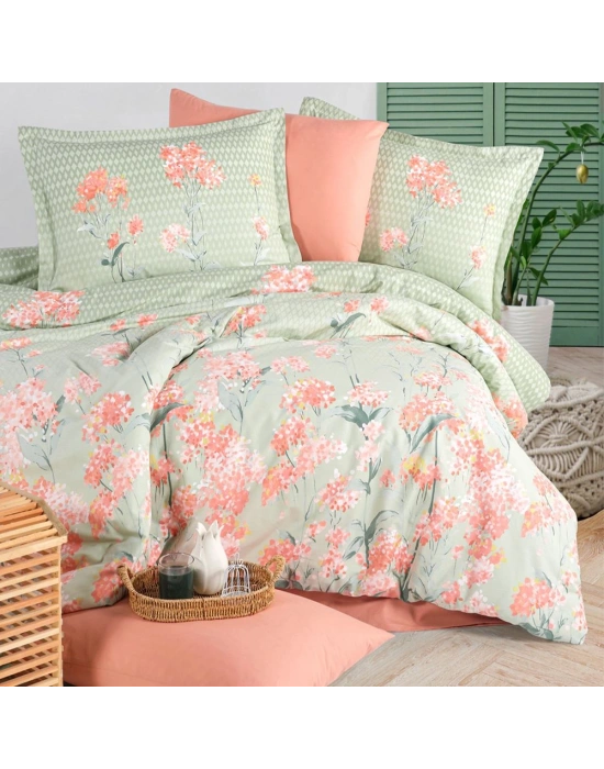 Clasy Ranforce %100 Pamuk Çift Kişilik Nevresim Takımı Nivora V1 Pudra