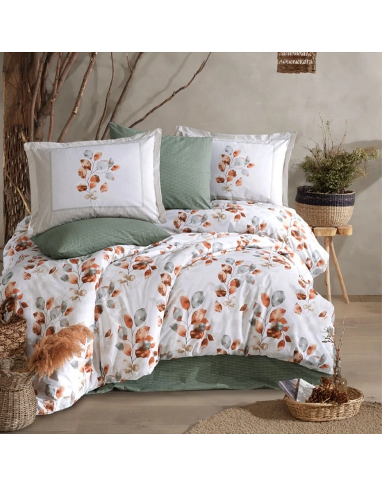 Clasy Ranforce %100 Pamuk Çift Kişilik Nevresim Takımı Ruska V1 Mint