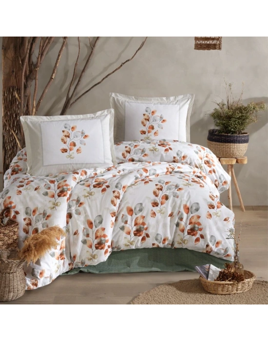 Clasy Ranforce %100 Pamuk Çift Kişilik Nevresim Takımı Ruska V1 Mint