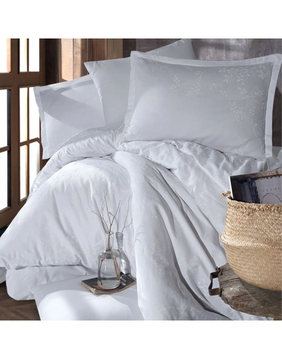 Clasy Ranforce %100 Pamuk Çift Kişilik Nevresim Takımı Velvet V1 Beyaz