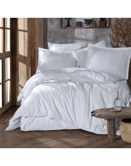 Clasy Ranforce %100 Pamuk Çift Kişilik Nevresim Takımı Velvet V1 Beyaz