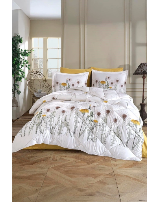 Clasy Ranforce %100 Pamuk Çift Kişilik Uyku Seti Diba Sarı