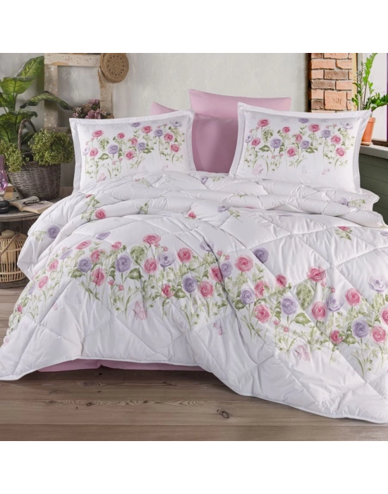 Clasy Ranforce %100 Pamuk Çift Kişilik Yorgan Seti Helenka V1 Pembe