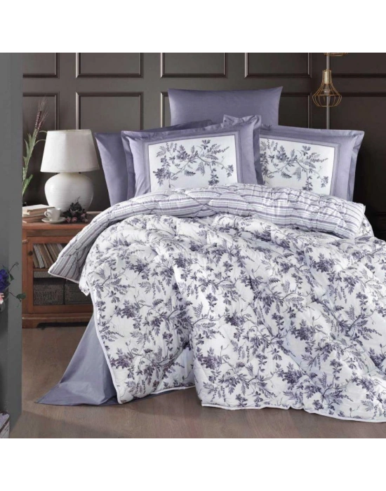 Clasy Ranforce %100 Pamuk Çift Kişilik Yorgan Seti Montera V2 Lila