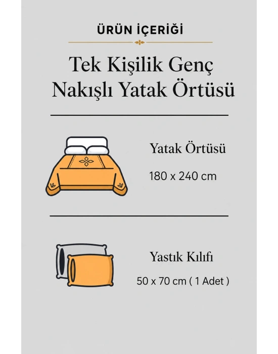 Clasy Ranforce %100 Pamuk Nakışlı Tek Kişilik Yatak Örtüsü Seti Stella V1 Lila
