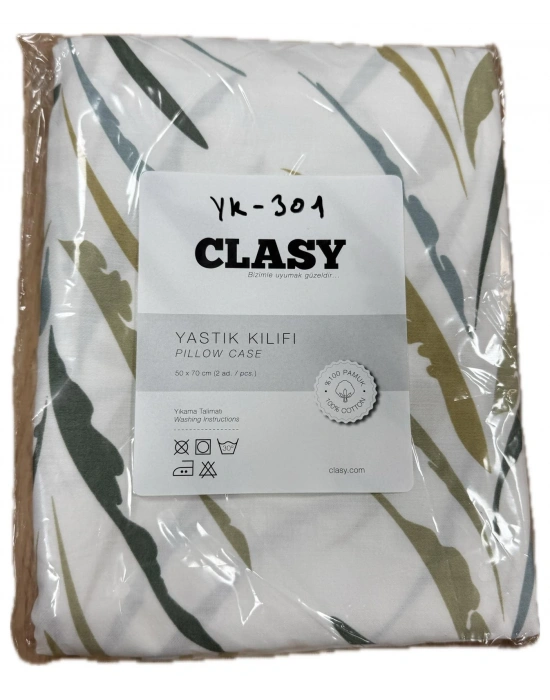 Clasy Ranforce %100 Pamuk Saten 2 Adet Yastık Kılıfı Çizgili Çok Renkli