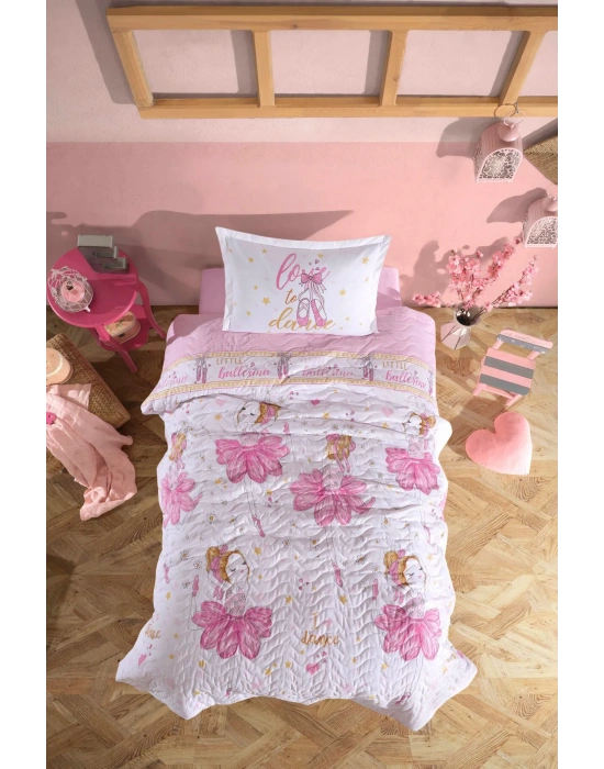 Clasy Ranforce %100 Pamuk Tek Kişilik Dört Mevsim Set Ballerina V1 Pembe