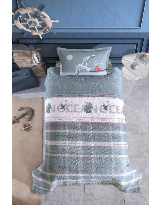 Clasy Ranforce %100 Pamuk Tek Kişilik Dört Mevsim Set Ocean V1 Mavi
