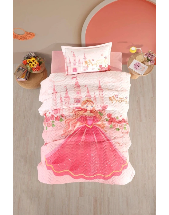 Clasy Ranforce %100 Pamuk Tek Kişilik Dört Mevsim Set Princess V1 Pudra