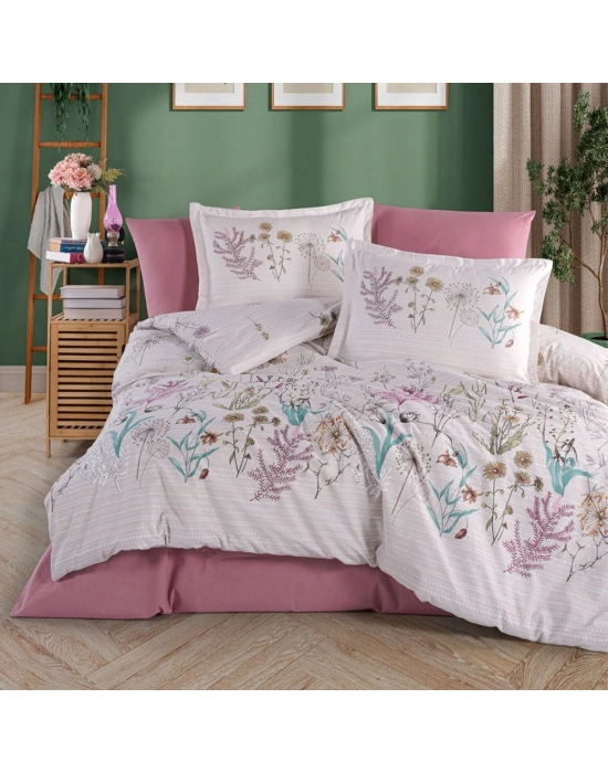 Clasy Ranforce %100 Pamuk Tek Kişilik Nevresim Bahari V1 Pembe