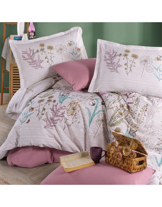 Clasy Ranforce %100 Pamuk Tek Kişilik Nevresim Bahari V1 Pembe