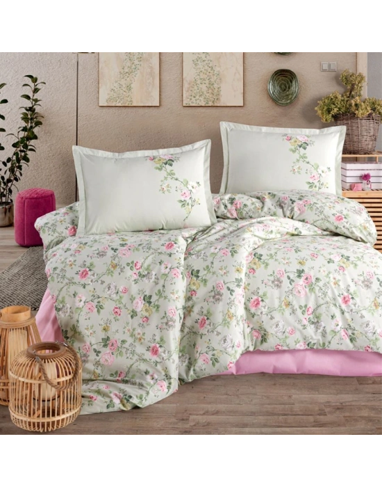 Clasy Ranforce %100 Pamuk Tek Kişilik Nevresim Elara V1 Adaçayı