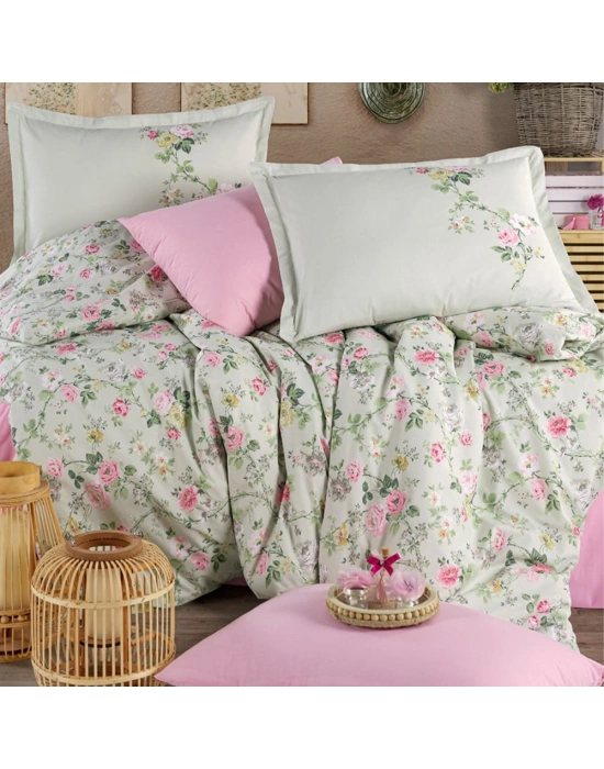 Clasy Ranforce %100 Pamuk Tek Kişilik Nevresim Elara V1 Adaçayı