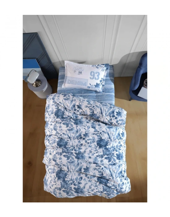Clasy Ranforce %100 Pamuk Tek Kişilik Nevresim Mavi V1 Mavi