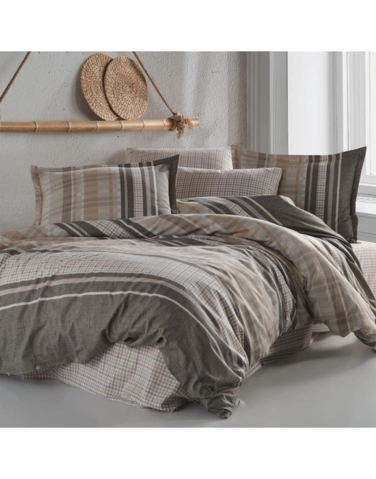 Clasy Ranforce %100 Pamuk Tek Kişilik Nevresim Modena V1 Bej