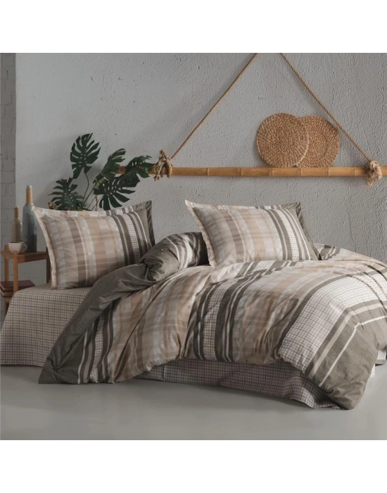 Clasy Ranforce %100 Pamuk Tek Kişilik Nevresim Modena V1 Bej