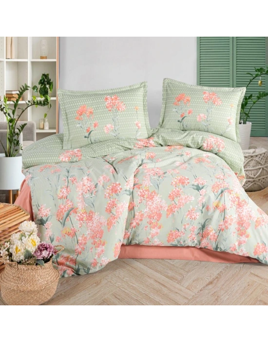 Clasy Ranforce %100 Pamuk Tek Kişilik Nevresim Nivora V1 Pudra