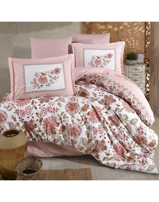 Clasy Ranforce %100 Pamuk Tek Kişilik Nevresim Omeya V1 Pudra