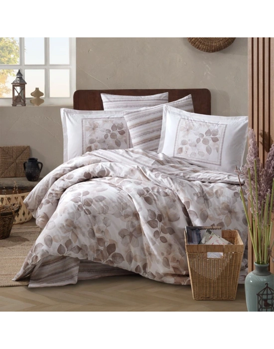 Clasy Ranforce %100 Pamuk Tek Kişilik Nevresim Semeran V1 Bej