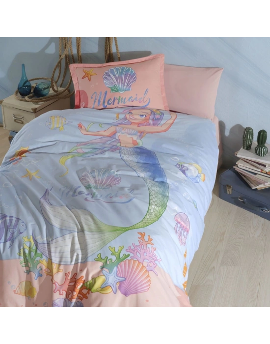 Clasy Ranforce %100 Pamuk Tek Kişilik Nevresim Takımı Aria V1 Pudra