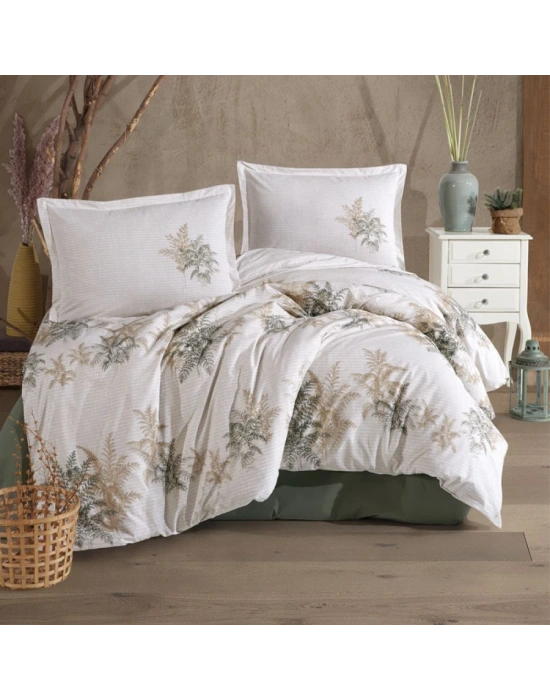 Clasy Ranforce %100 Pamuk Tek Kişilik Nevresim Virele V1 Yeşil