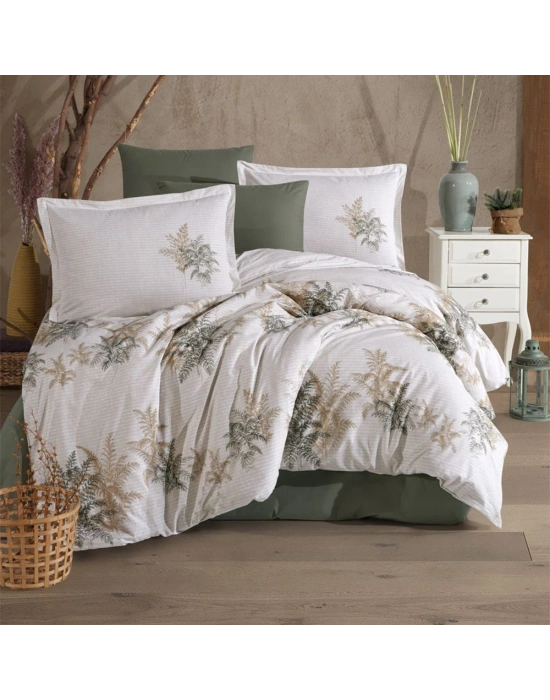 Clasy Ranforce %100 Pamuk Tek Kişilik Nevresim Virele V1 Yeşil