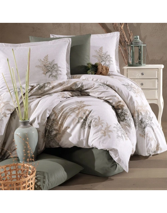 Clasy Ranforce %100 Pamuk Tek Kişilik Nevresim Virele V1 Yeşil