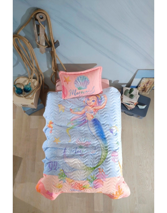 Clasy Ranforce %100 Pamuk Tek Kişilik Yatak Örtüsü Seti Aria V1 Pudra