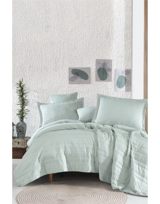 Clasy Ranforce %100 Pamuk Tek Kişilik Yatak Örtüsü Seti Avola V2 Adaçayı Rengi