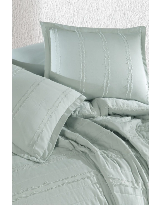 Clasy Ranforce %100 Pamuk Tek Kişilik Yatak Örtüsü Seti Avola V2 Adaçayı Rengi