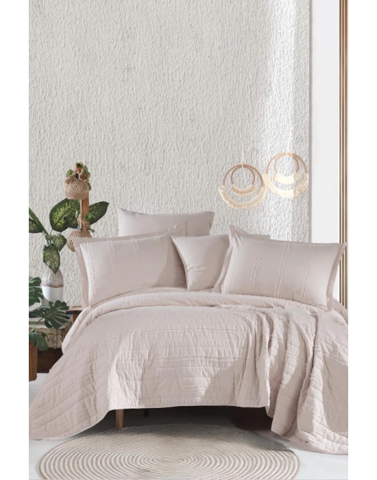 Clasy Ranforce %100 Pamuk Tek Kişilik Yatak Örtüsü Seti Avola V5 Taş Rengi