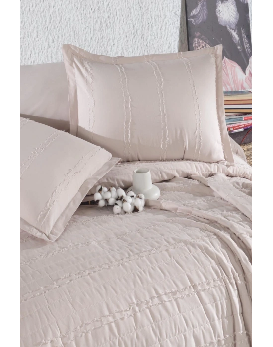 Clasy Ranforce %100 Pamuk Tek Kişilik Yatak Örtüsü Seti Avola V5 Taş Rengi