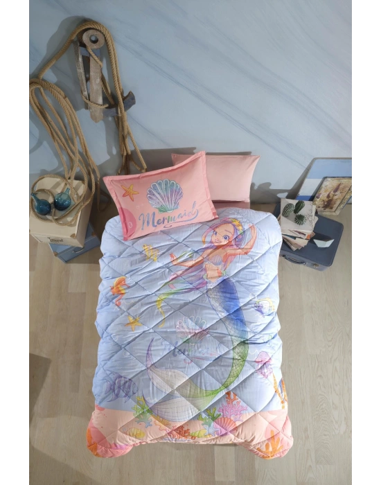 Clasy Ranforce %100 Pamuk Tek Kişilik Yorgan Seti Aria V1 Pudra