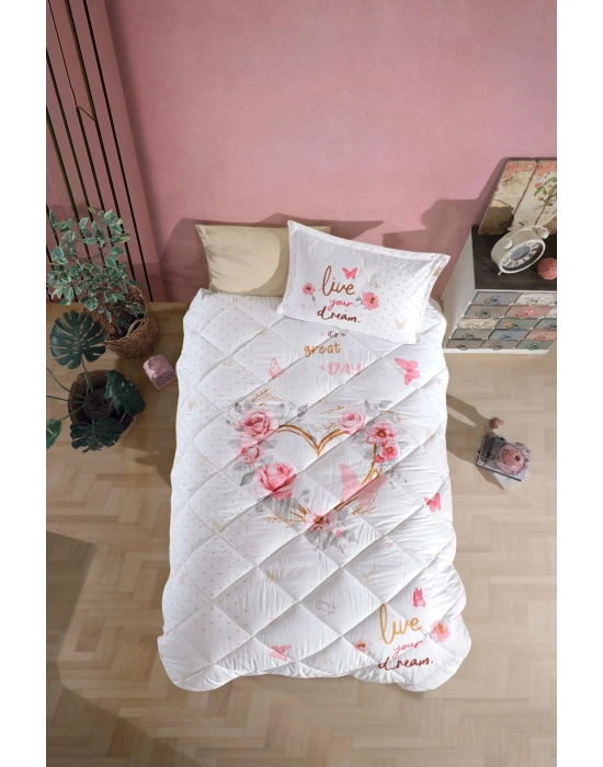 Clasy Ranforce %100 Pamuk Tek Kişilik Yorgan Seti Dream V1 Bej