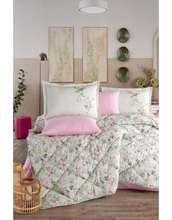 Clasy Ranforce %100 Pamuk Tek Kişilik Yorgan Seti Elara V1 Pembe