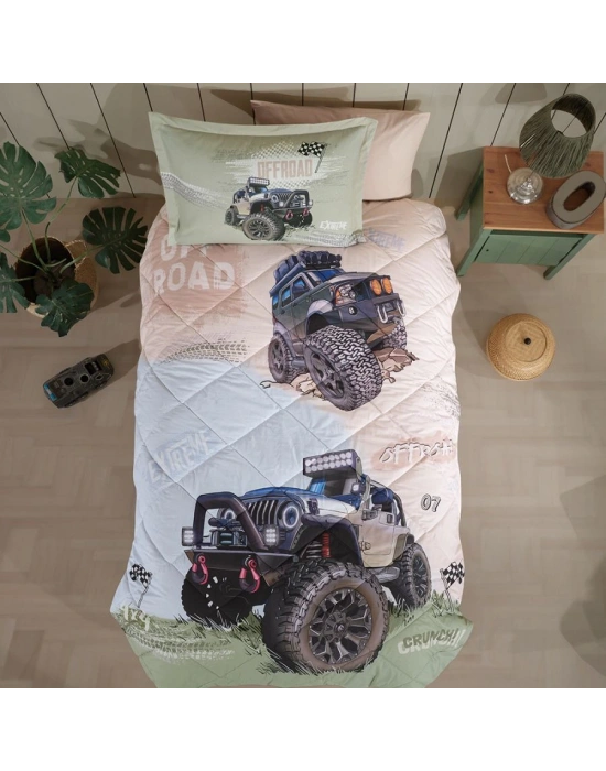 Clasy Ranforce %100 Pamuk Tek Kişilik Yorgan Seti Off Road V1 Bej