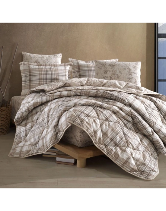 Clasy Ranforce %100 Pamuk Tek Kişilik Yorgan Seti Ravel V1 Bej