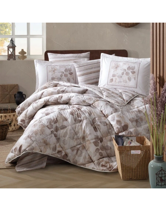Clasy Ranforce %100 Pamuk Tek Kişilik Yorgan Seti Semeran V1 Bej