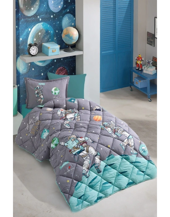 Clasy Ranforce %100 Pamuk Tek Kişilik Yorgan Seti Space V1 Antrasit