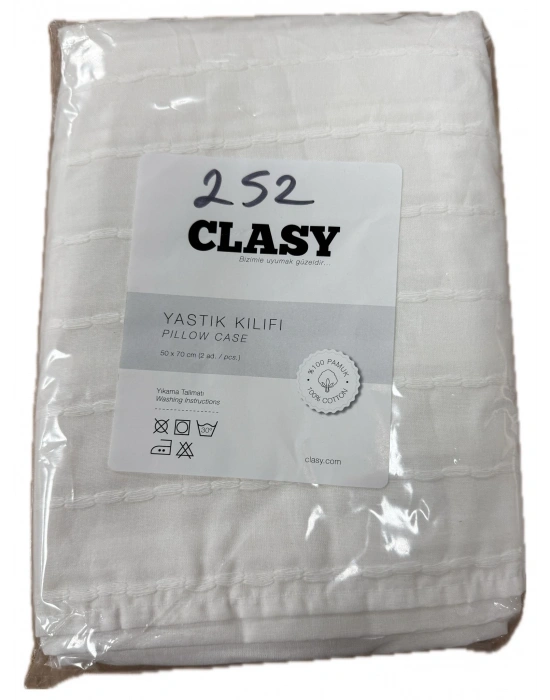 Clasy Ranforce 2 Adet Melkor Yastık Kılıfı Nakışlı Renk Beyaz