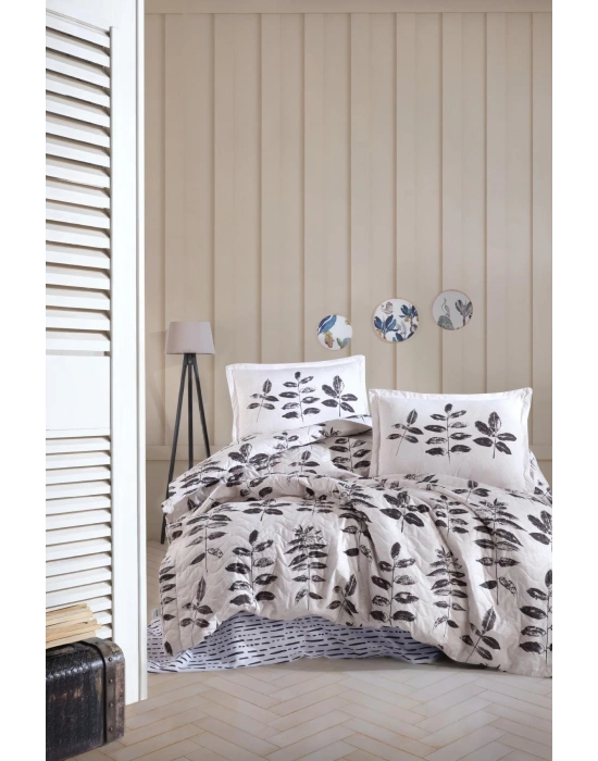 Clasy Ranforce Dört Mevsim Çift Kişilik Set Hafsa V1 Antrasit