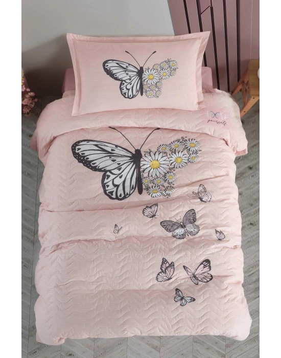 Clasy Ranforce Dört Mevsim Set Tek Kişilik  DAİSY LOVE V2 Somon