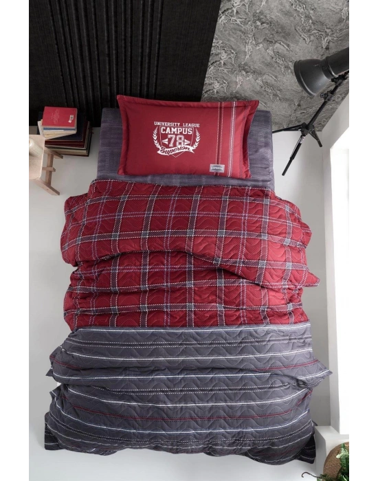 Clasy Ranforce Dört Mevsim Tek Kişilik Set Campus V1 Bordo