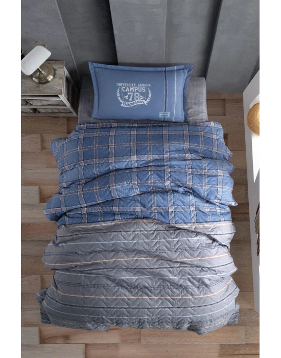 Clasy Ranforce Dört Mevsim Tek Kişilik Set Campus V2 Mavi