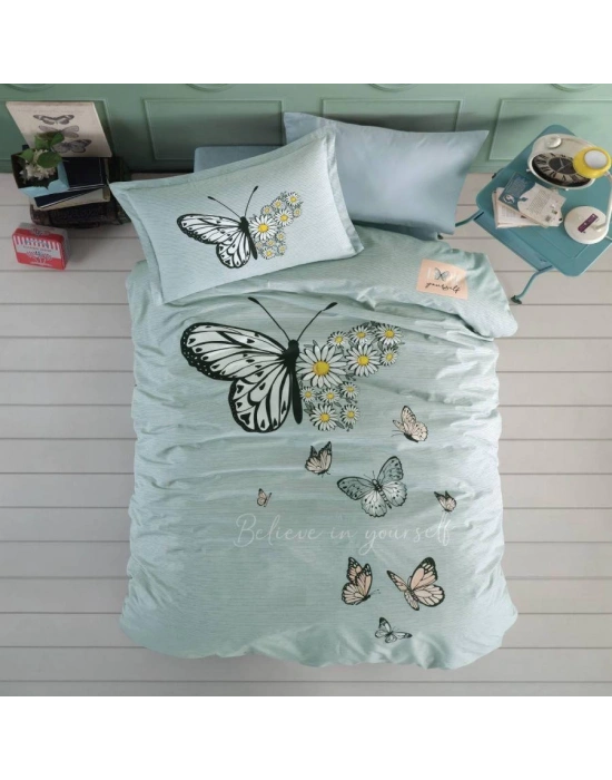 Clasy Ranforce Genç Nevresim Takımı Tek Kişilik Daisy Love V1 Mint