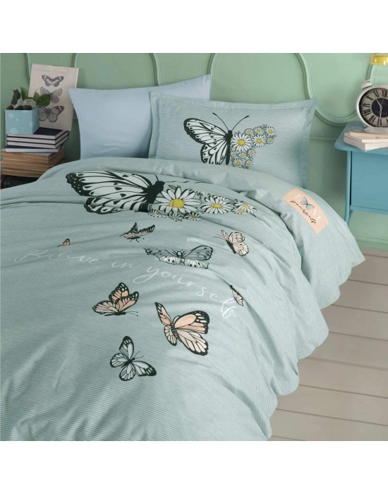 Clasy Ranforce Genç Nevresim Takımı Tek Kişilik Daisy Love V1 Mint