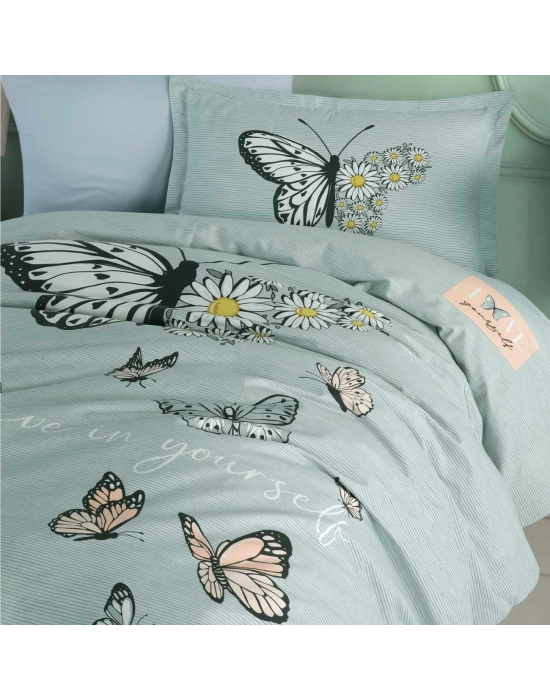 Clasy Ranforce Genç Nevresim Takımı Tek Kişilik Daisy Love V1 Mint